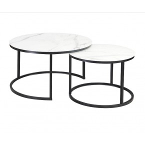 Комплект SIGNAL ATLANTA C (2 стола журнальных) белый мрамор/черный мат